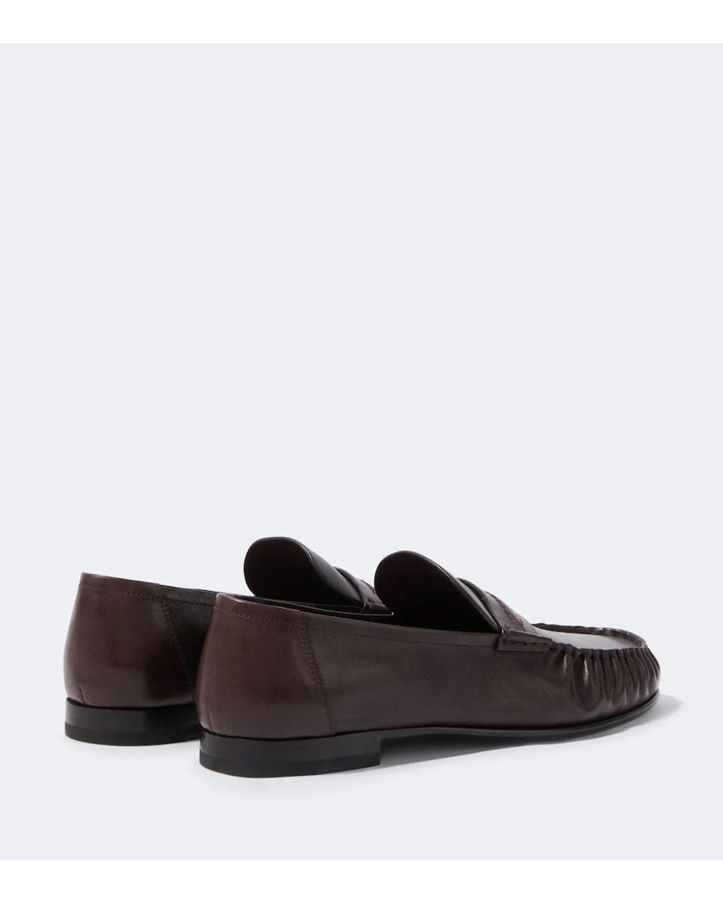 The Row Brown Theo Leather Penny Loafers for men