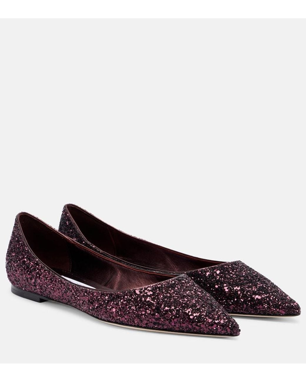 Jimmy Choo Purple Love Glitter Ballet Flats