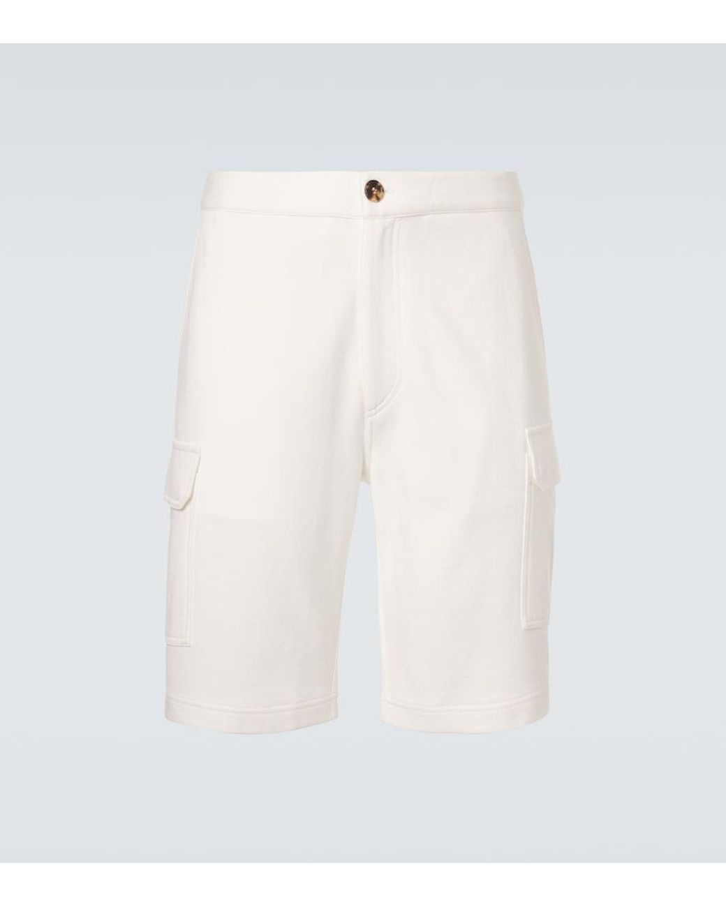 Brunello Cucinelli White Cotton-Blend Cargo Shorts for men