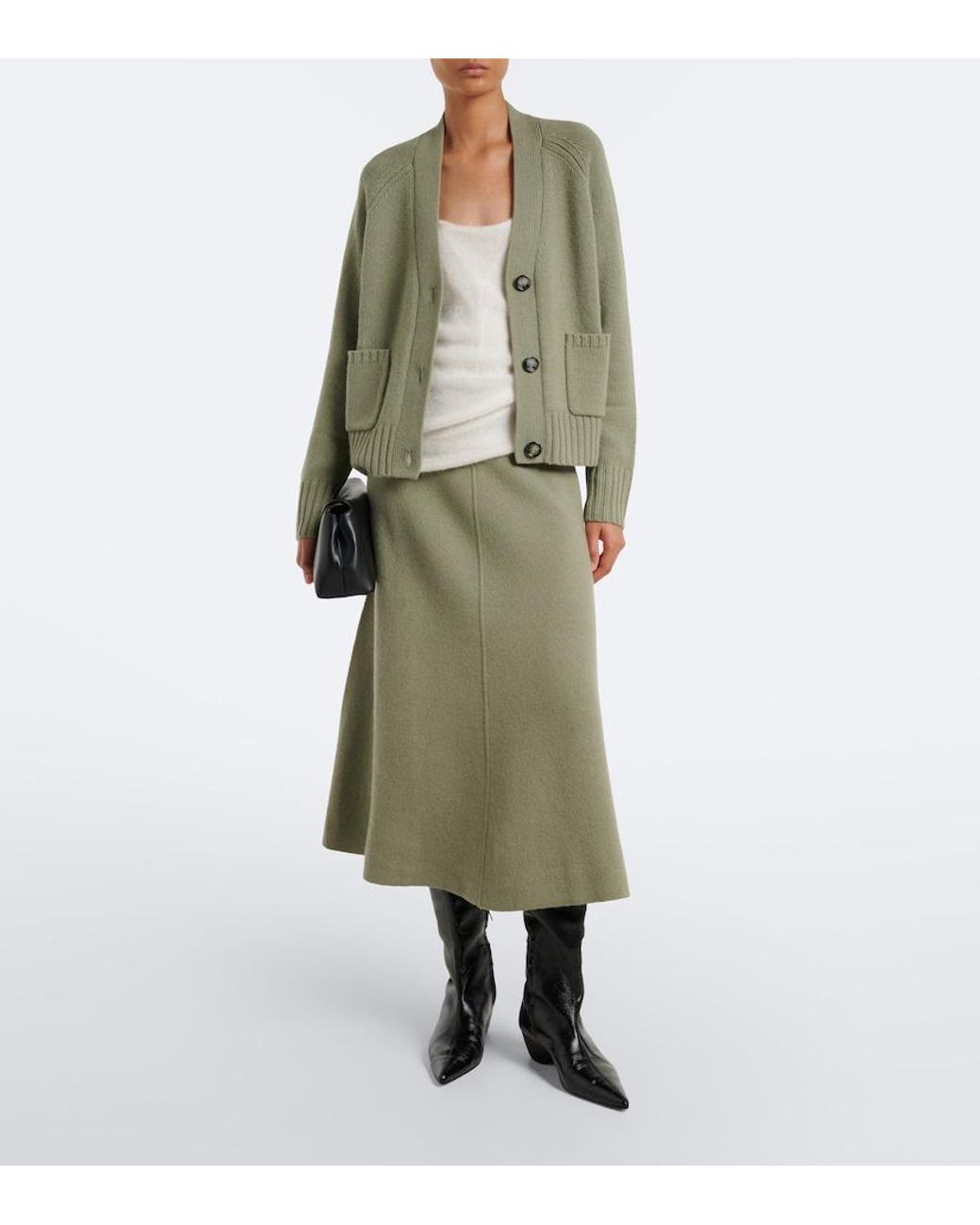 Jardin Des Orangers Green Virgin Wool And Cashmere Cardigan