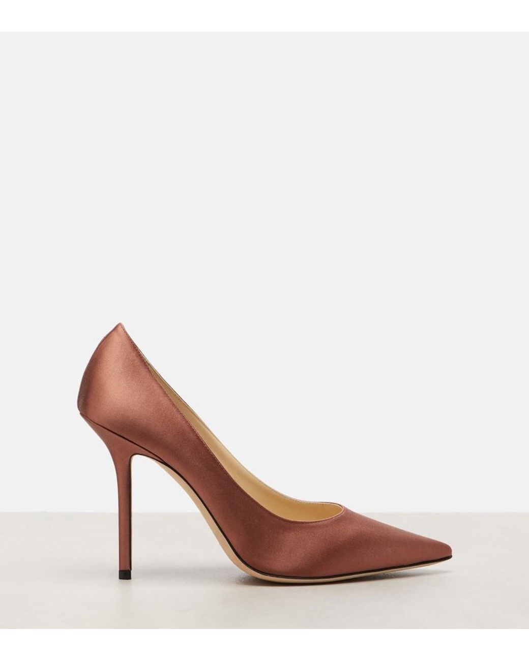 Jimmy Choo Brown Love 100 Satin Pumps