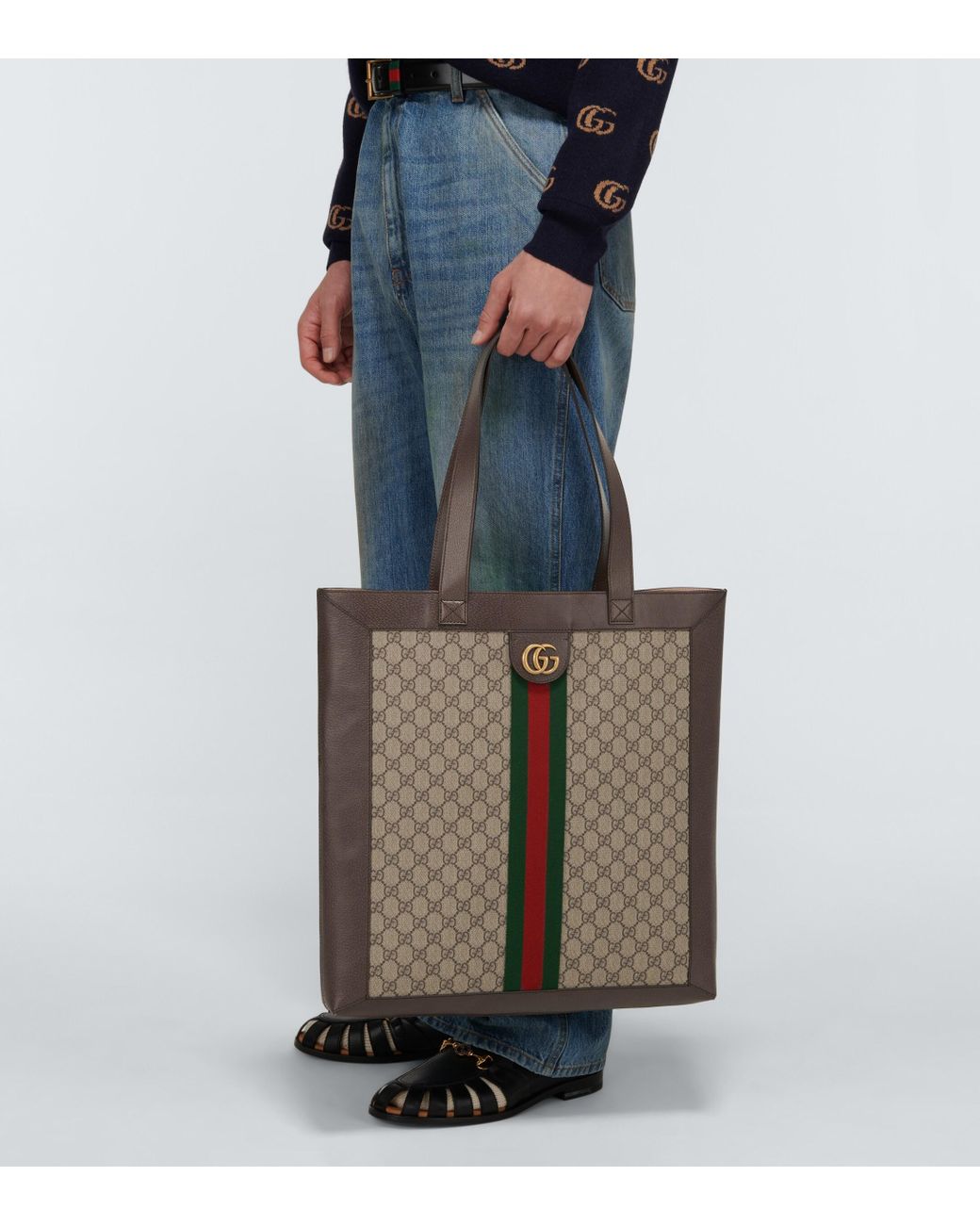 Gucci Ophidia Soft GG Supreme Large Tote in Green for Men | Lyst