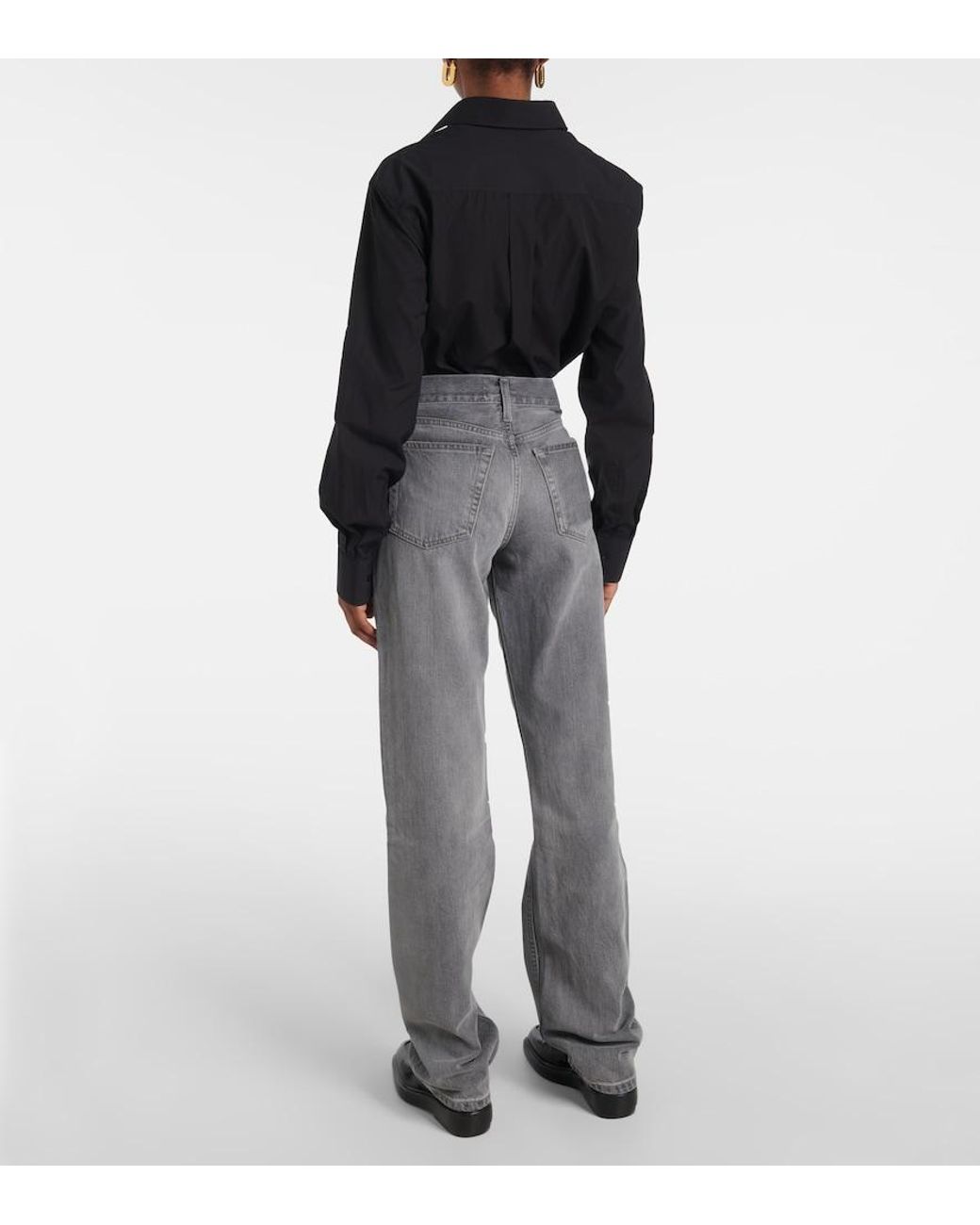 Re/done Gray High-Rise Straight Jeans