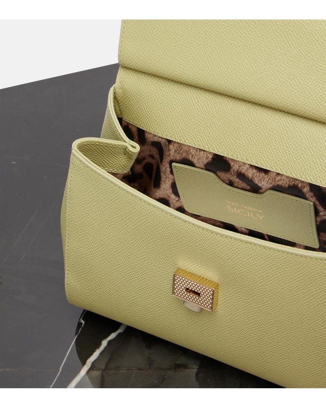 Dolce & Gabbana Metallic Sicily Small Leather Top-Handle Bag