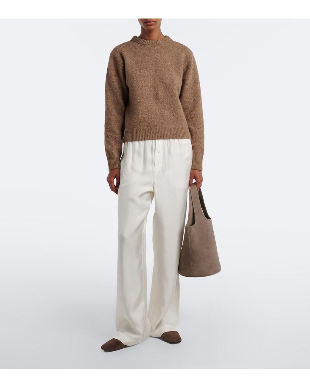 Rohe White Silk Wide-Leg Pants