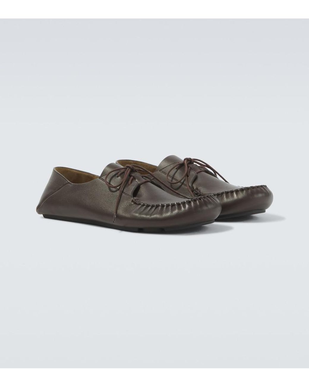 Loewe Brown Rambla Leather Boat Shoes for men