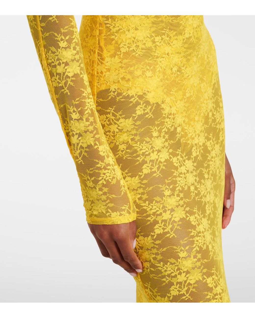 Alex Perry Yellow Sheer Lace Gown
