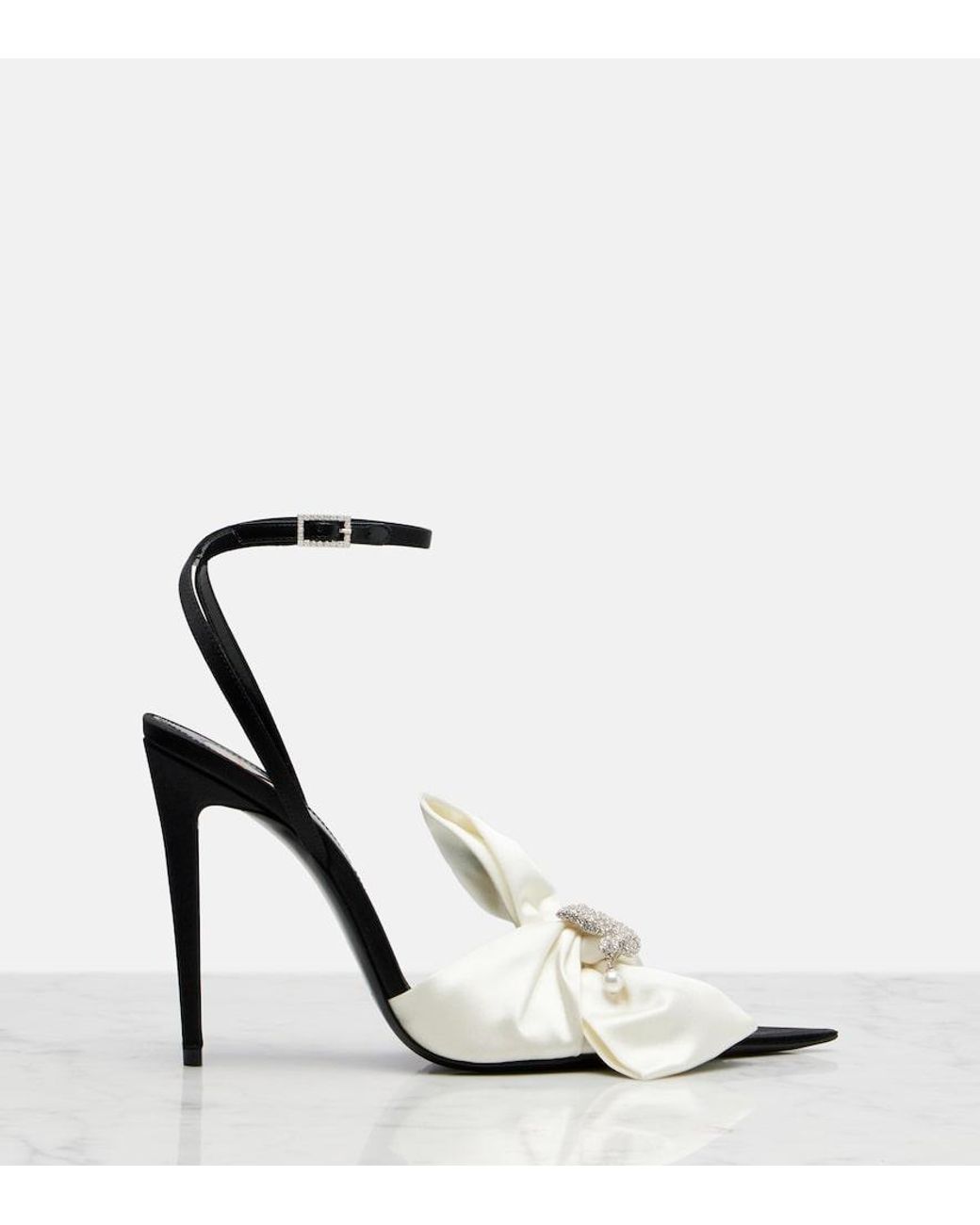 Saint Laurent White Dove Embellished Sandals