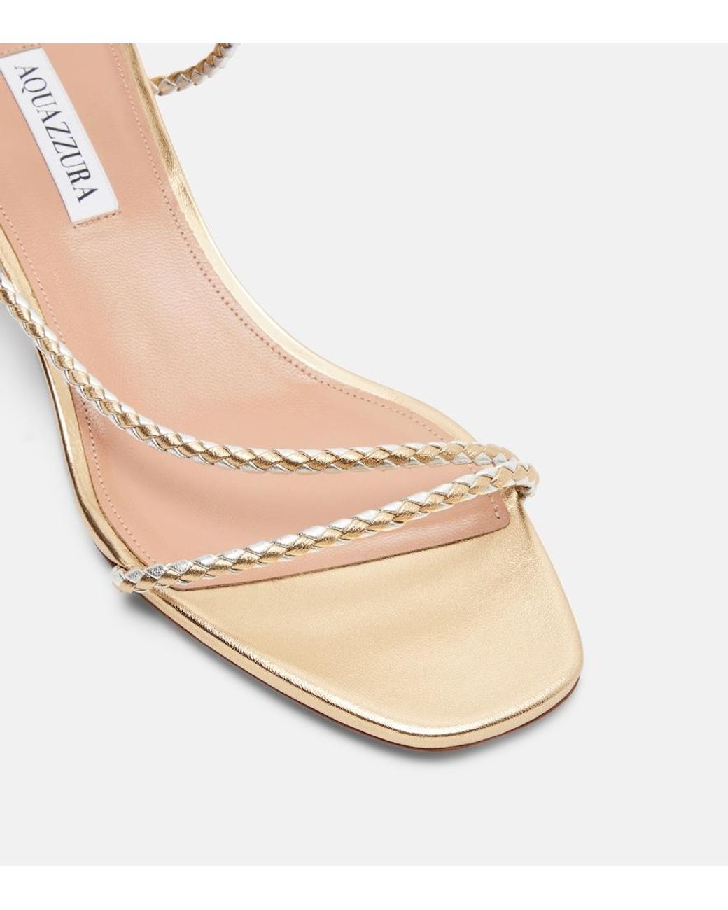 Aquazzura Natural Luca Braided Metallic Leather Sandals