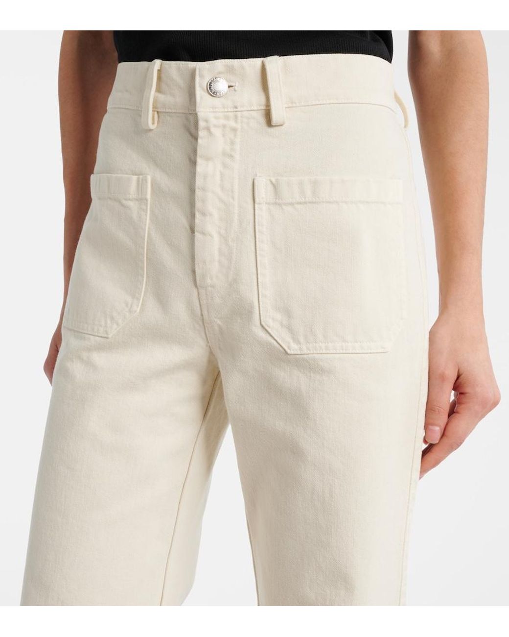 Nili Lotan Natural Florence Cotton Wide-Leg Pants