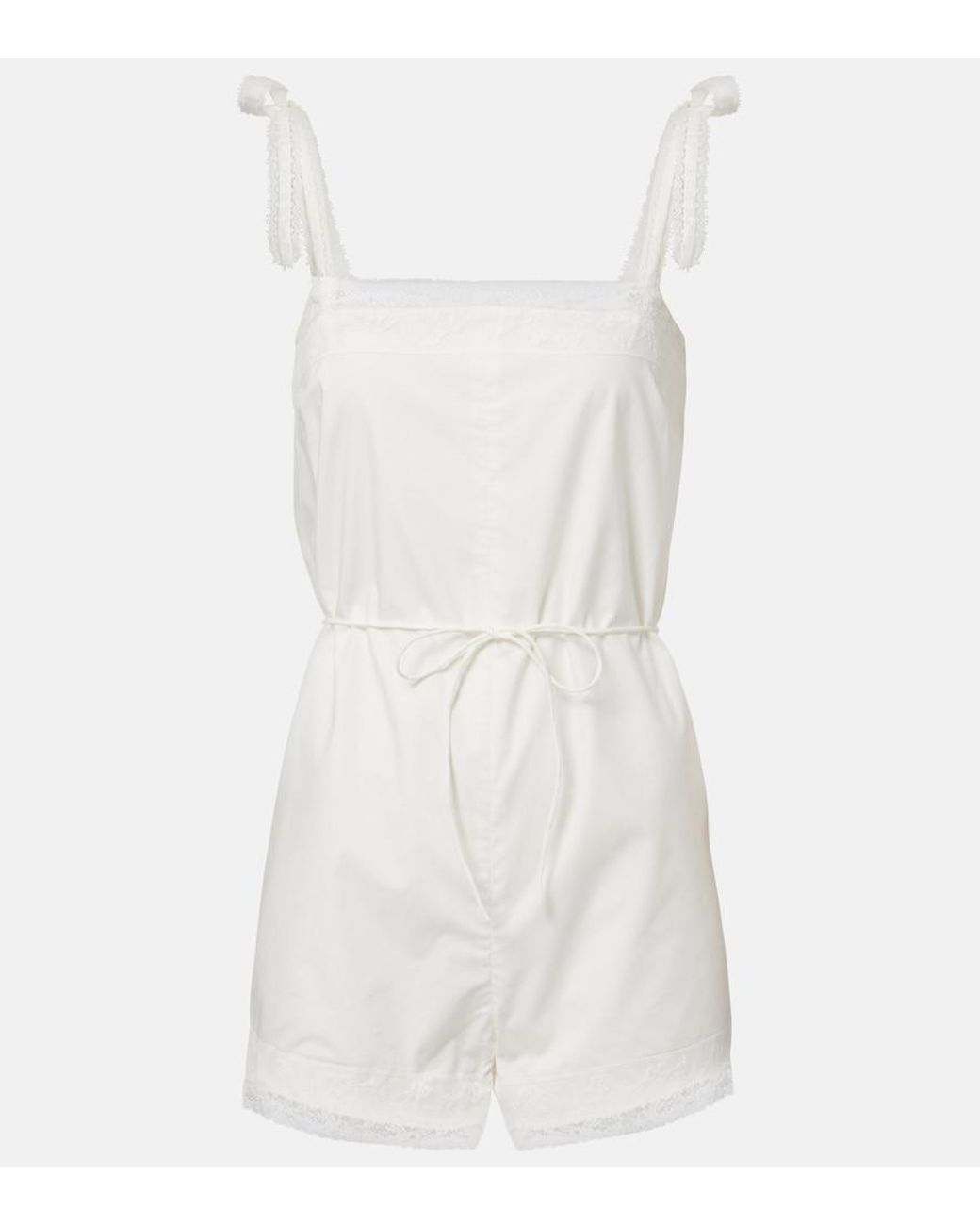 Faithfull The Brand White Reine Lace-Trimmed Cotton Romper