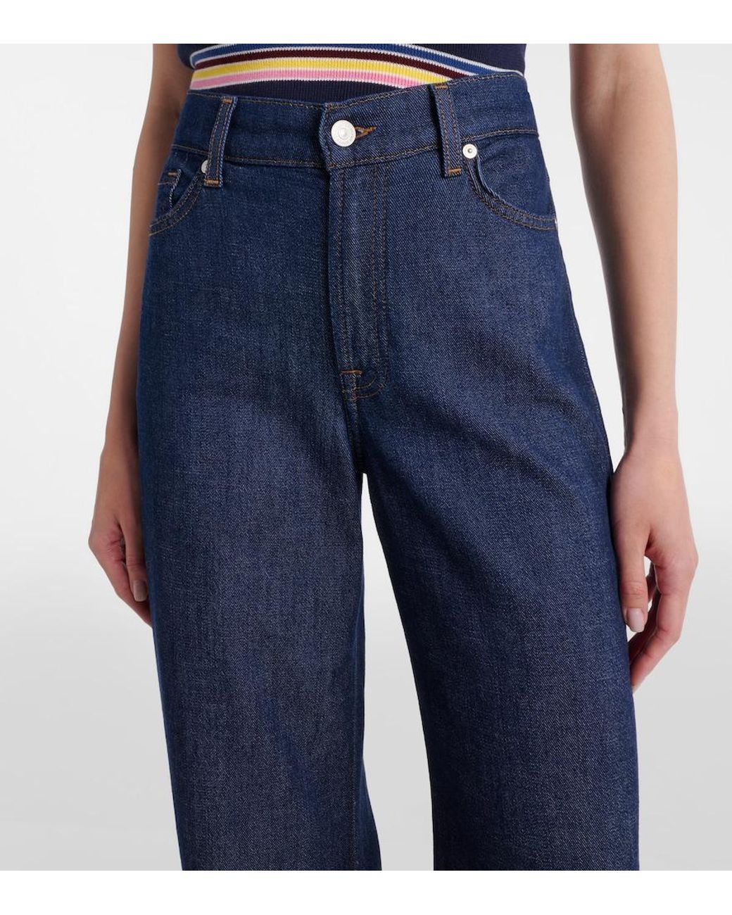 7 For All Mankind Blue Lotta Wide-Leg Jeans