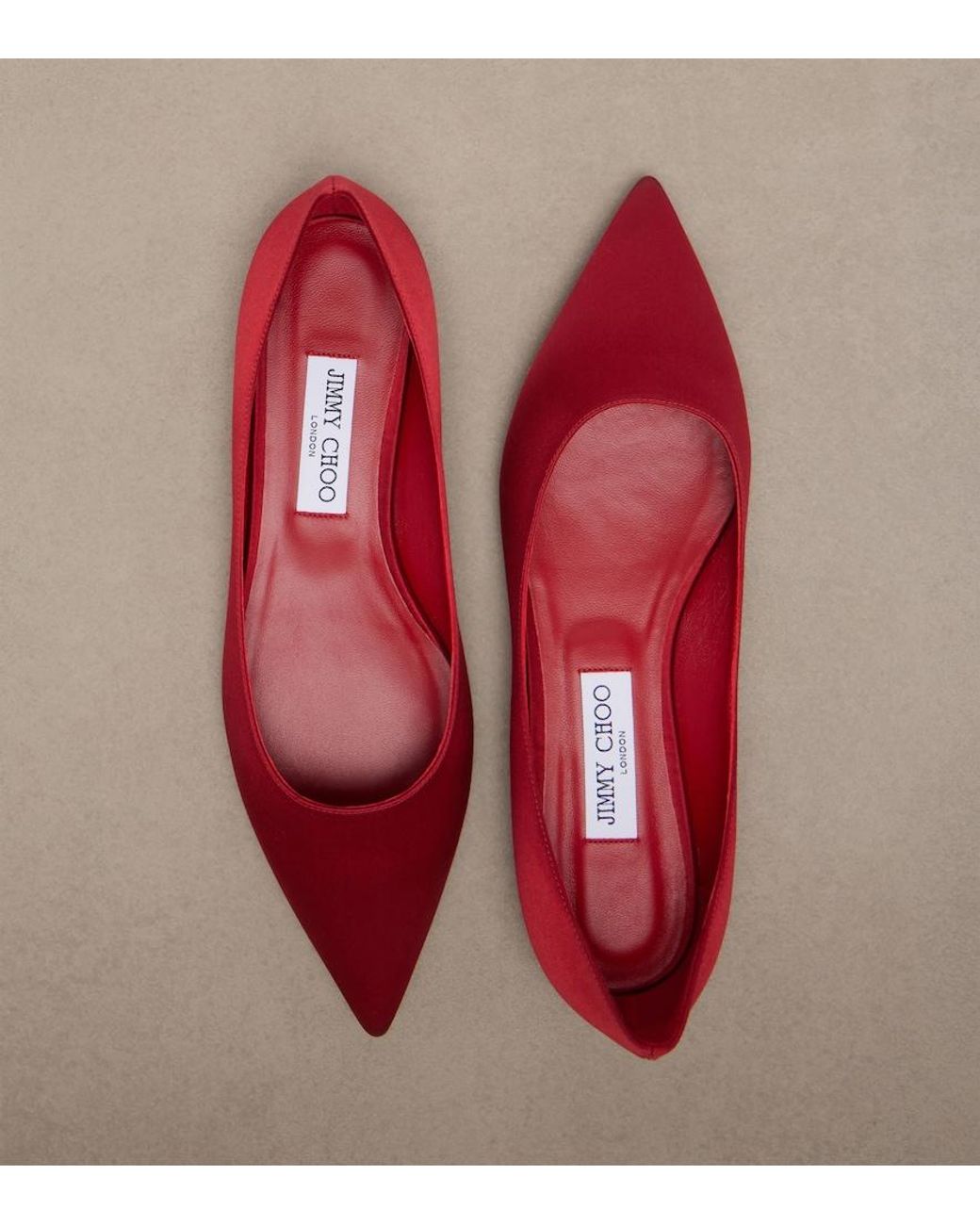 Jimmy Choo Red Love Satin Ballet Flats