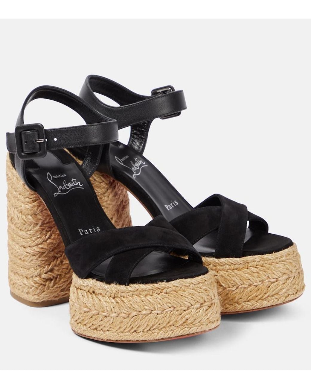 Christian Louboutin Black Super Calakala 130 Suede Espadrille Sandals