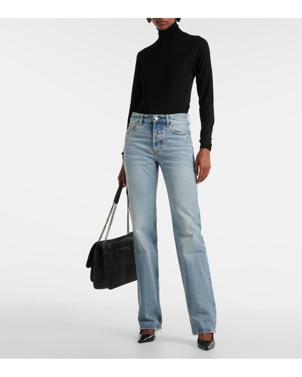 Saint Laurent Blue Nico High-Rise Straight Jeans