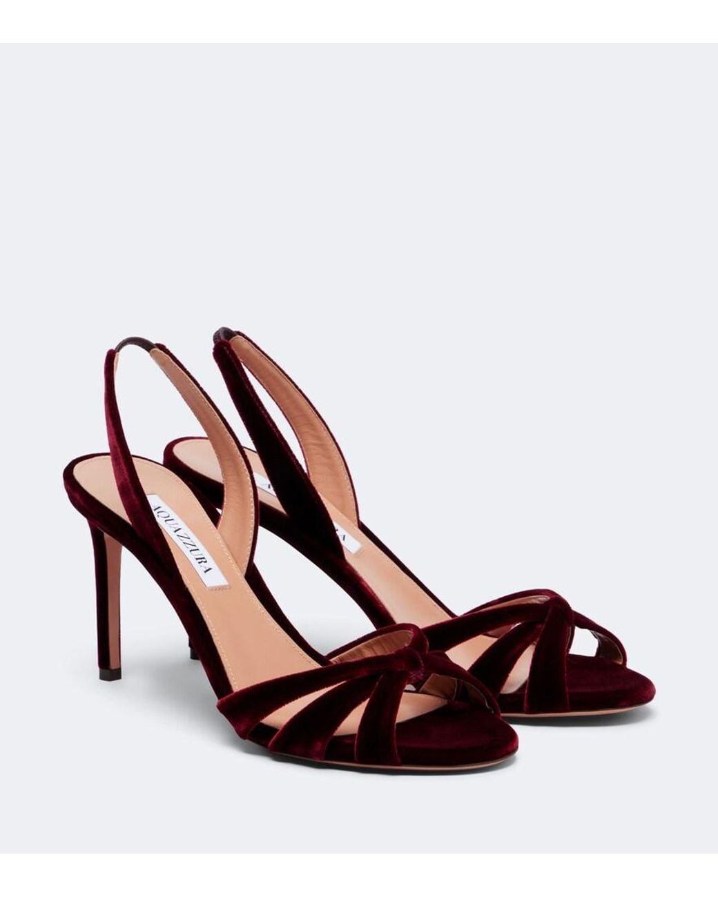 Aquazzura Red Tati Velvet Slingback Sandals