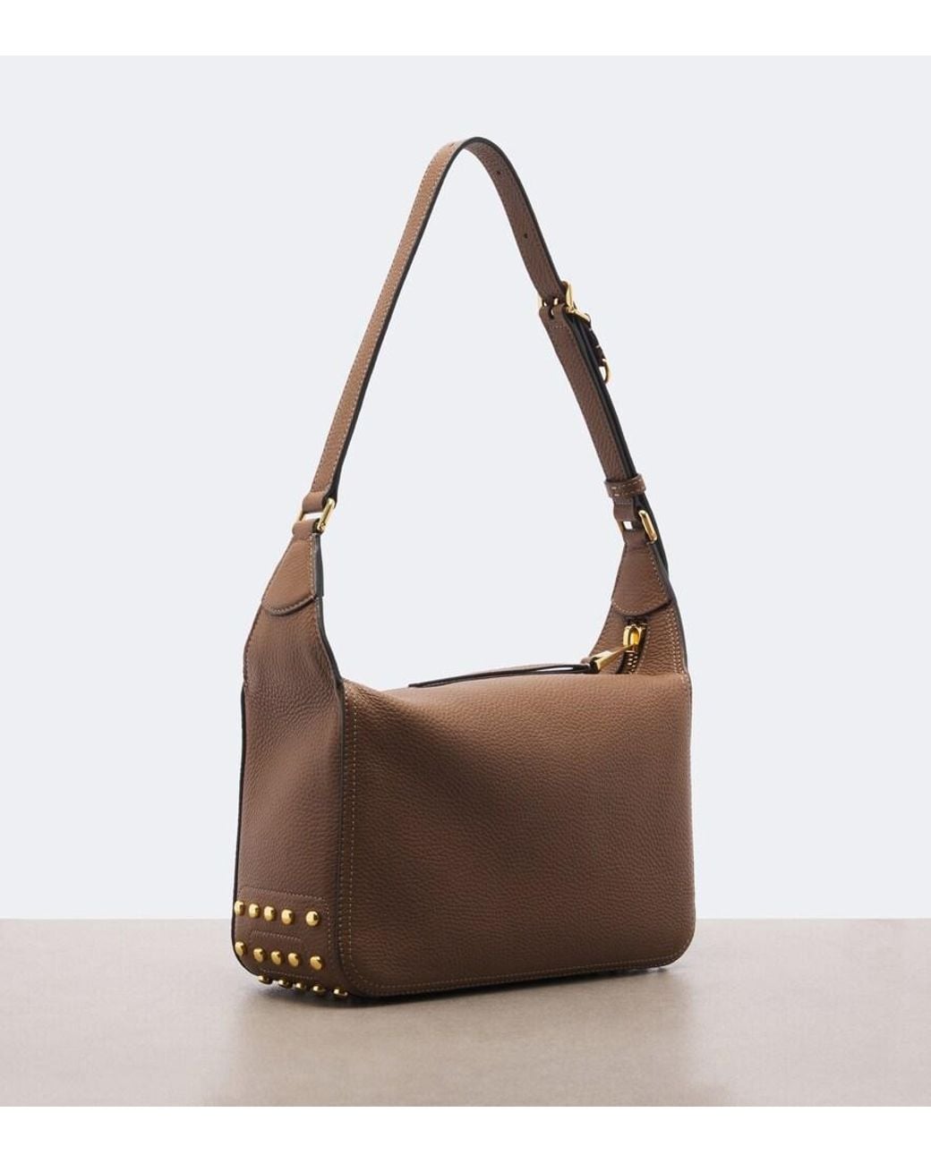 Tod's Brown Metal Dots Mini Leather Shoulder Bag