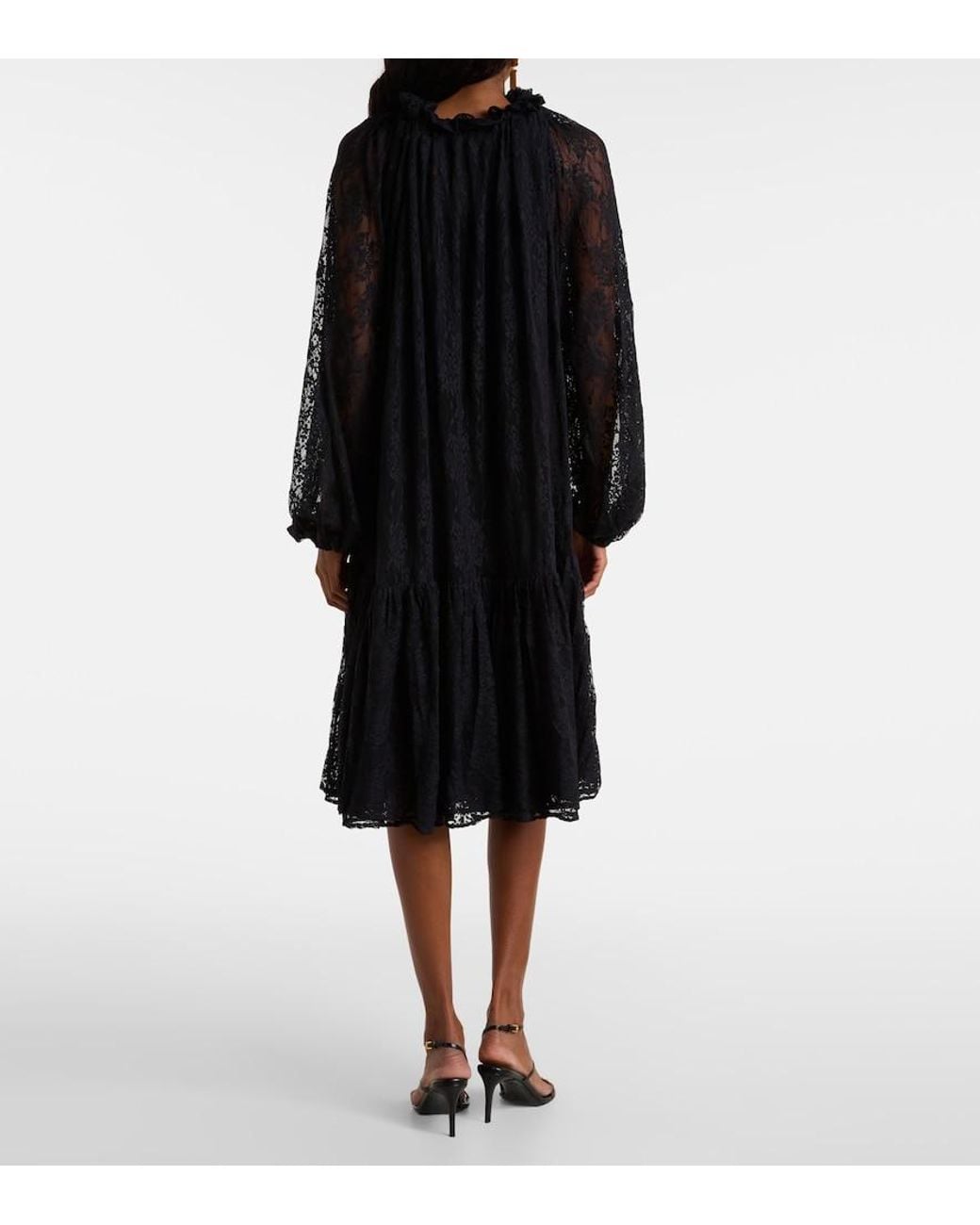 Patou Black Lace Midi Dress