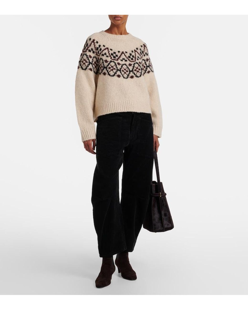Nili Lotan Natural Chrissy Fair Isle Jacquard Sweater