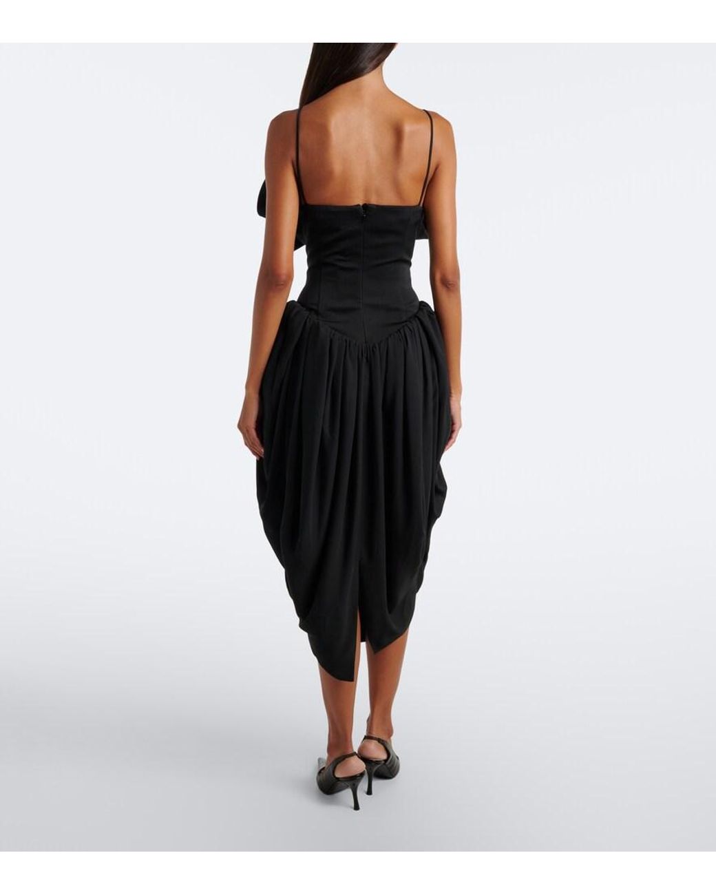 Magda Butrym Black Draped Cotton And Silk Corset Dress