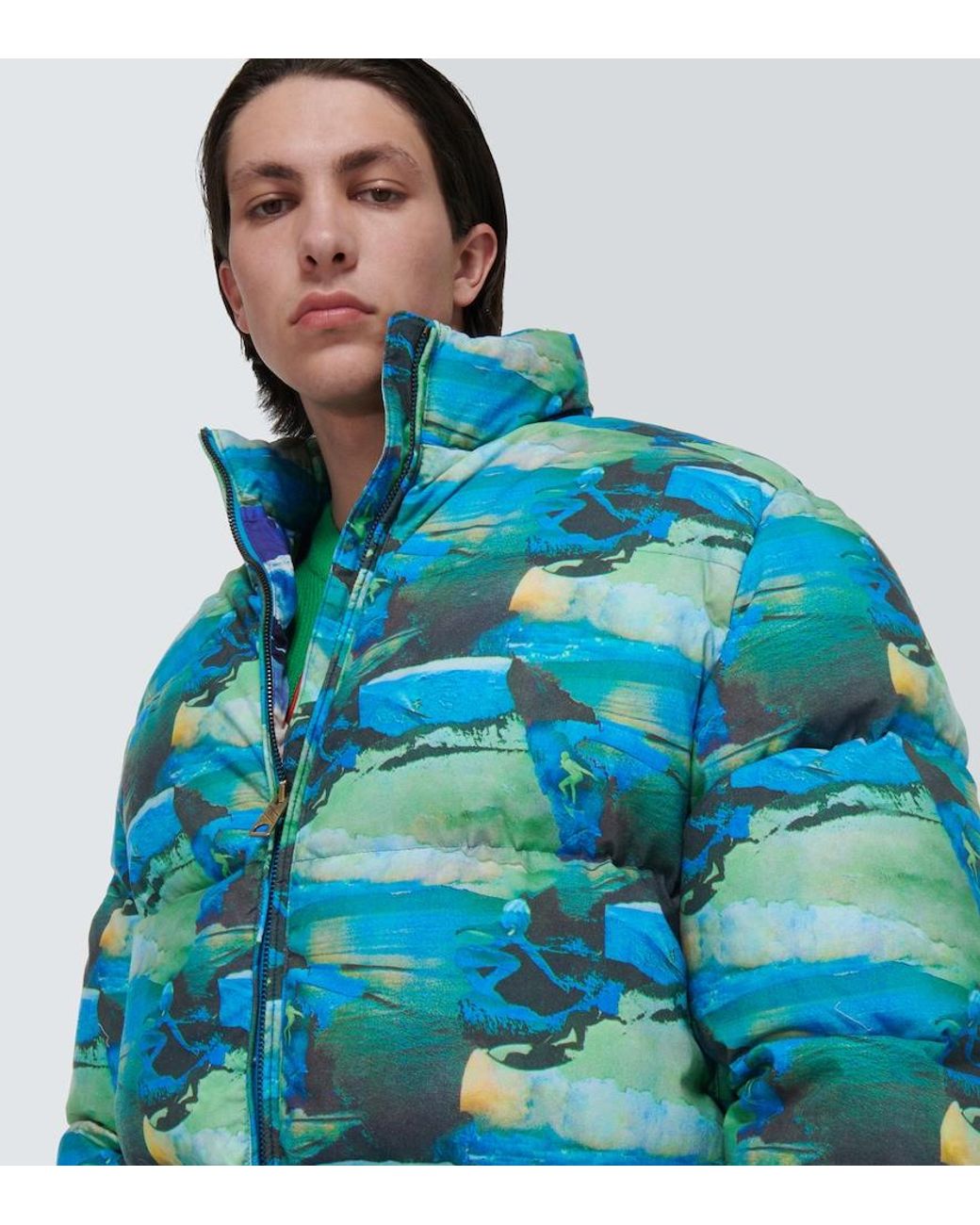 ERL Blue Quilted Printed Down Jacket for men