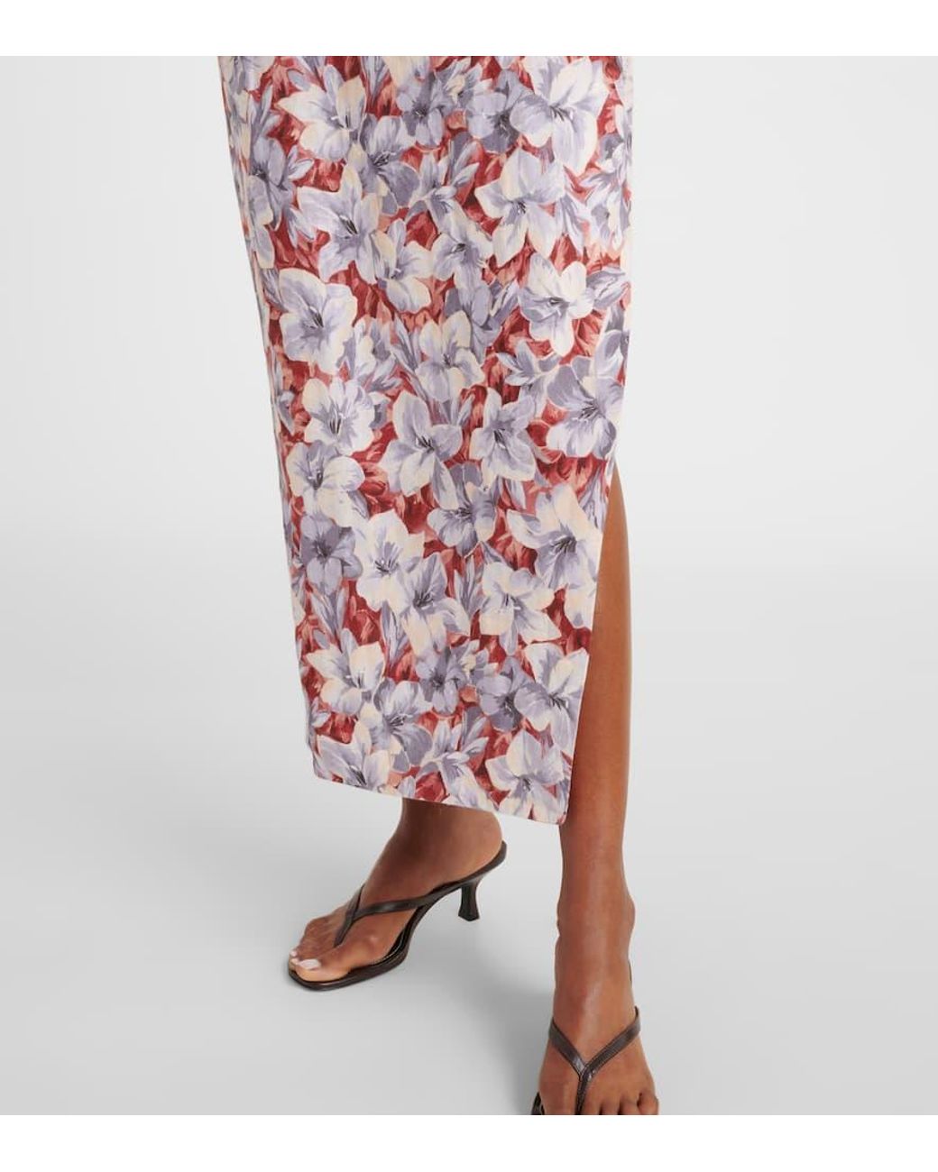 Posse Purple Rosalie Floral Linen Maxi Dress