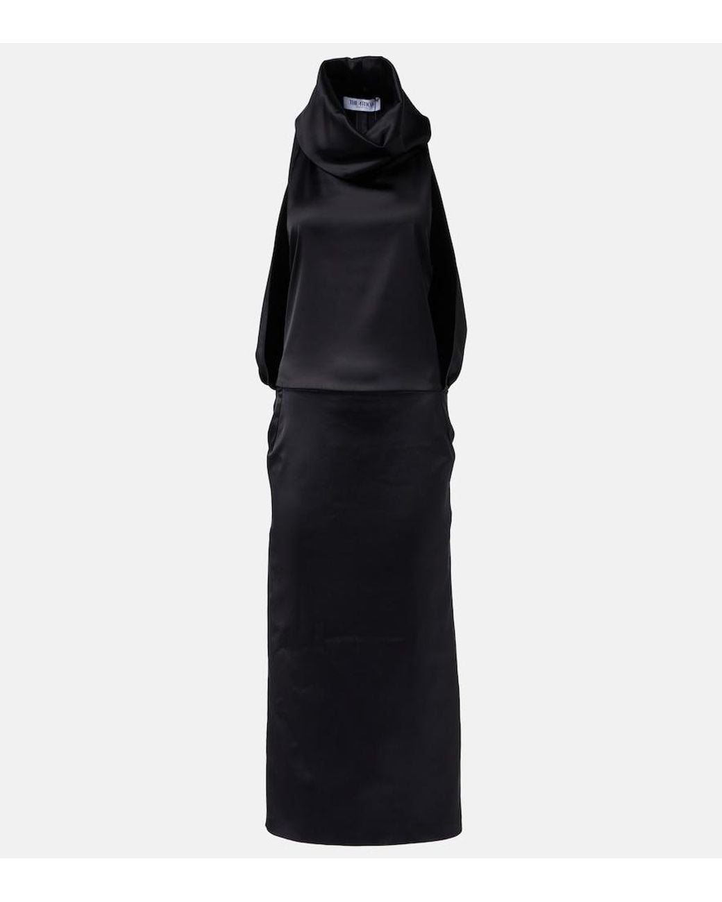 The Attico Black Satin Midi Dress