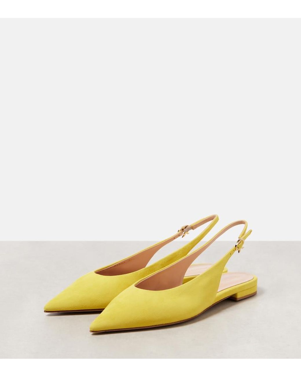Gianvito Rossi Yellow Suede Slingback Flats