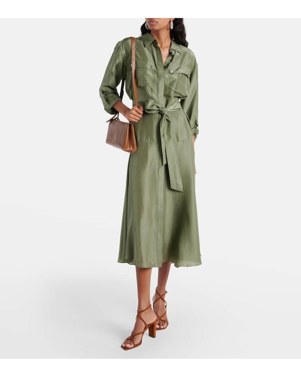 veronica beard green silk dress kendall dress