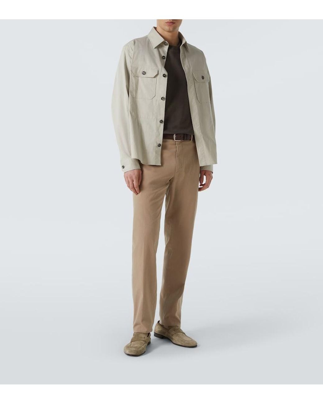 Zegna Natural Cotton-Blend Slim Pants for men