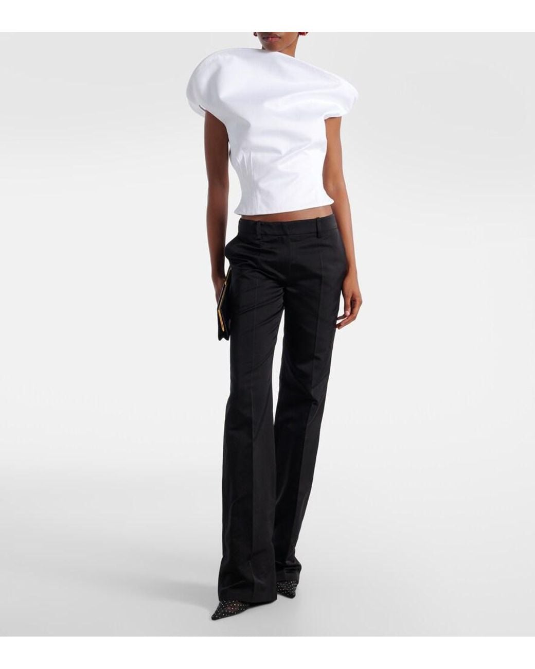 Magda Butrym White Asymmetric Cotton Bustier Top