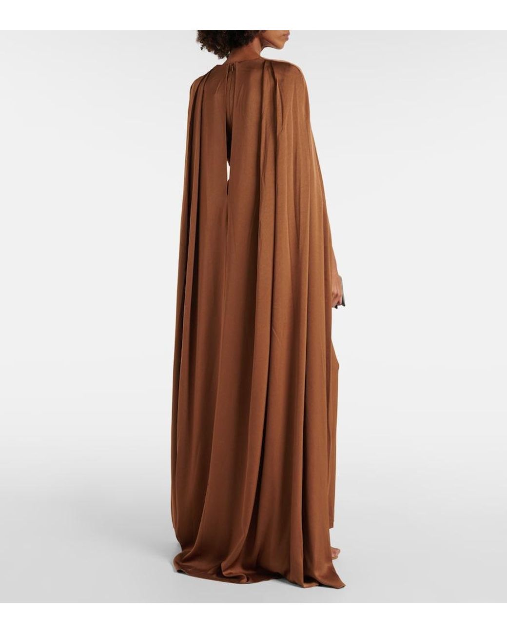 Alex Perry Brown Caped Satin Gown