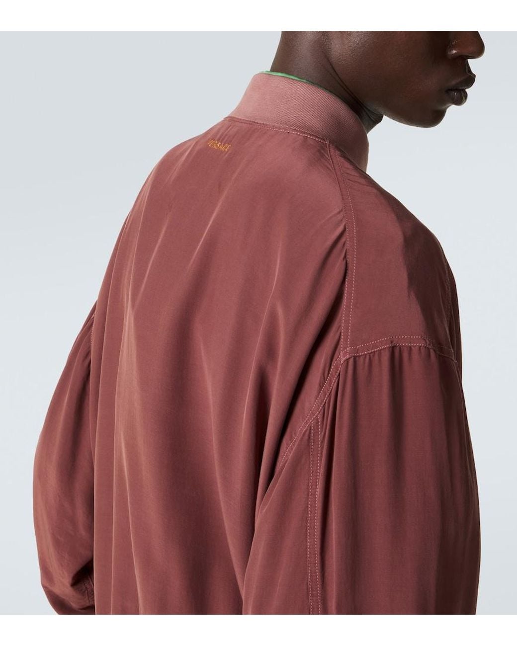 Versace Red Oversized Silk Poplin Blouson Jacket for men