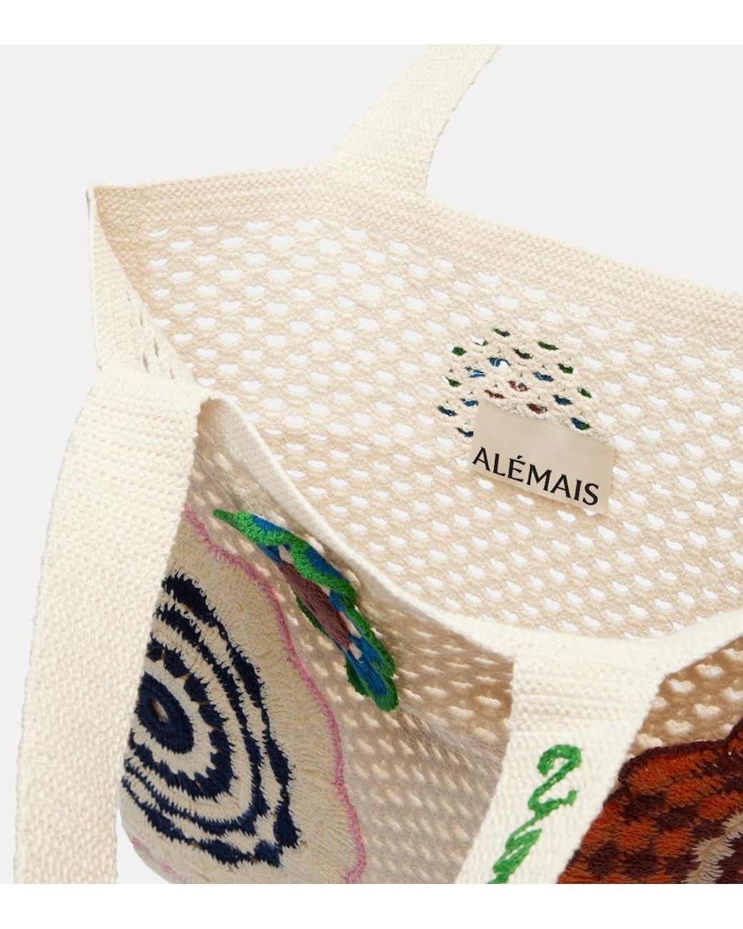 ALÉMAIS White Medium Crochet Tote Bag