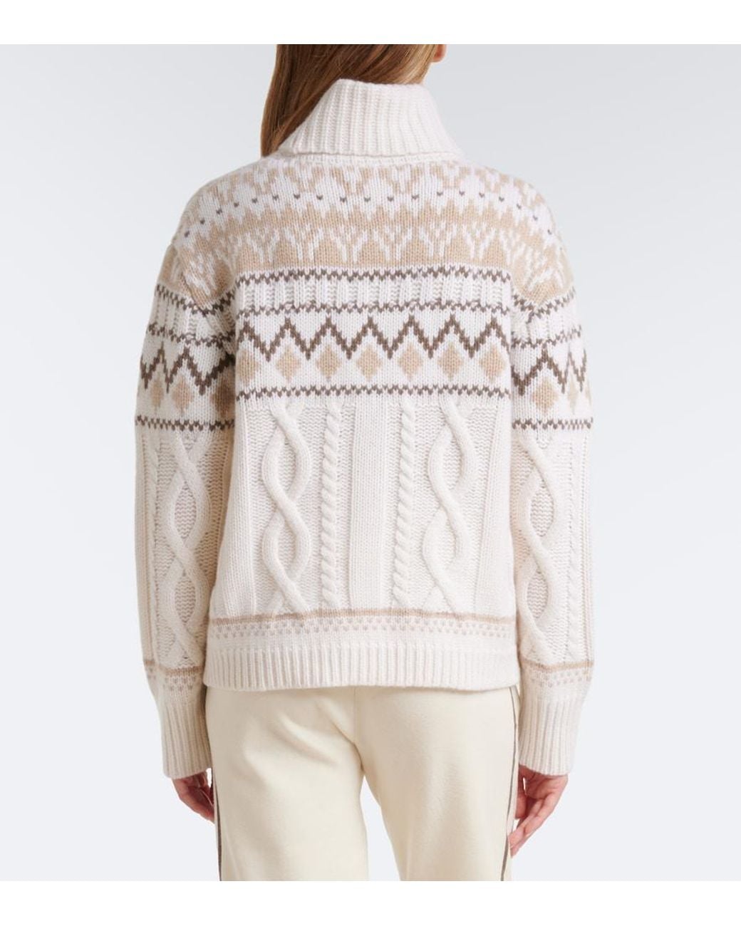 Bogner White Lorely Jacquard Cashmere Turtleneck Sweater