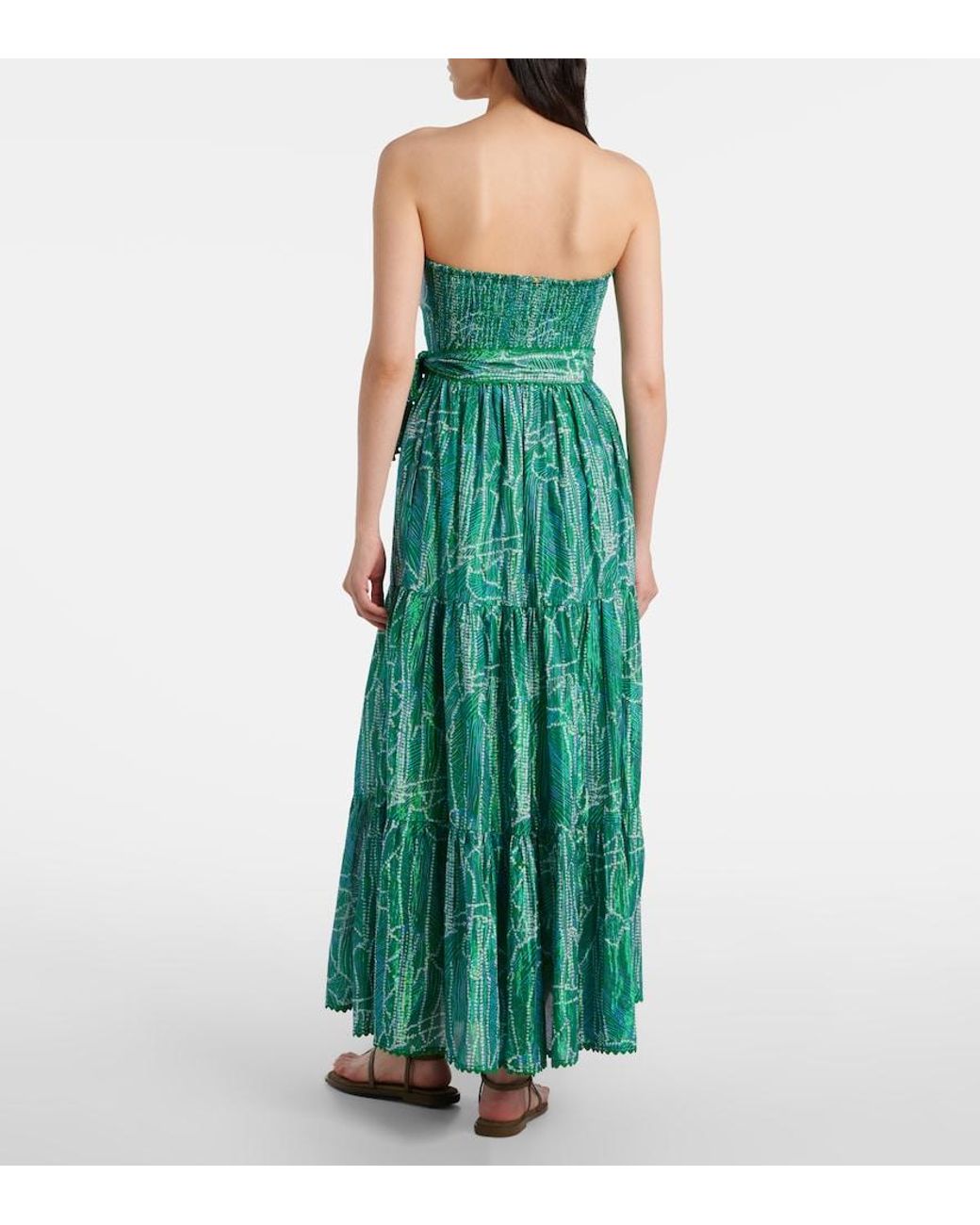 Poupette Green Thelma Printed Cotton-Blend Maxi Dress