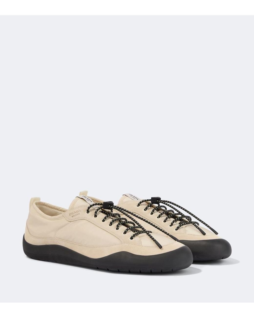 Prada Natural Speedrock Re-Nylon And Suede Sneakers for men