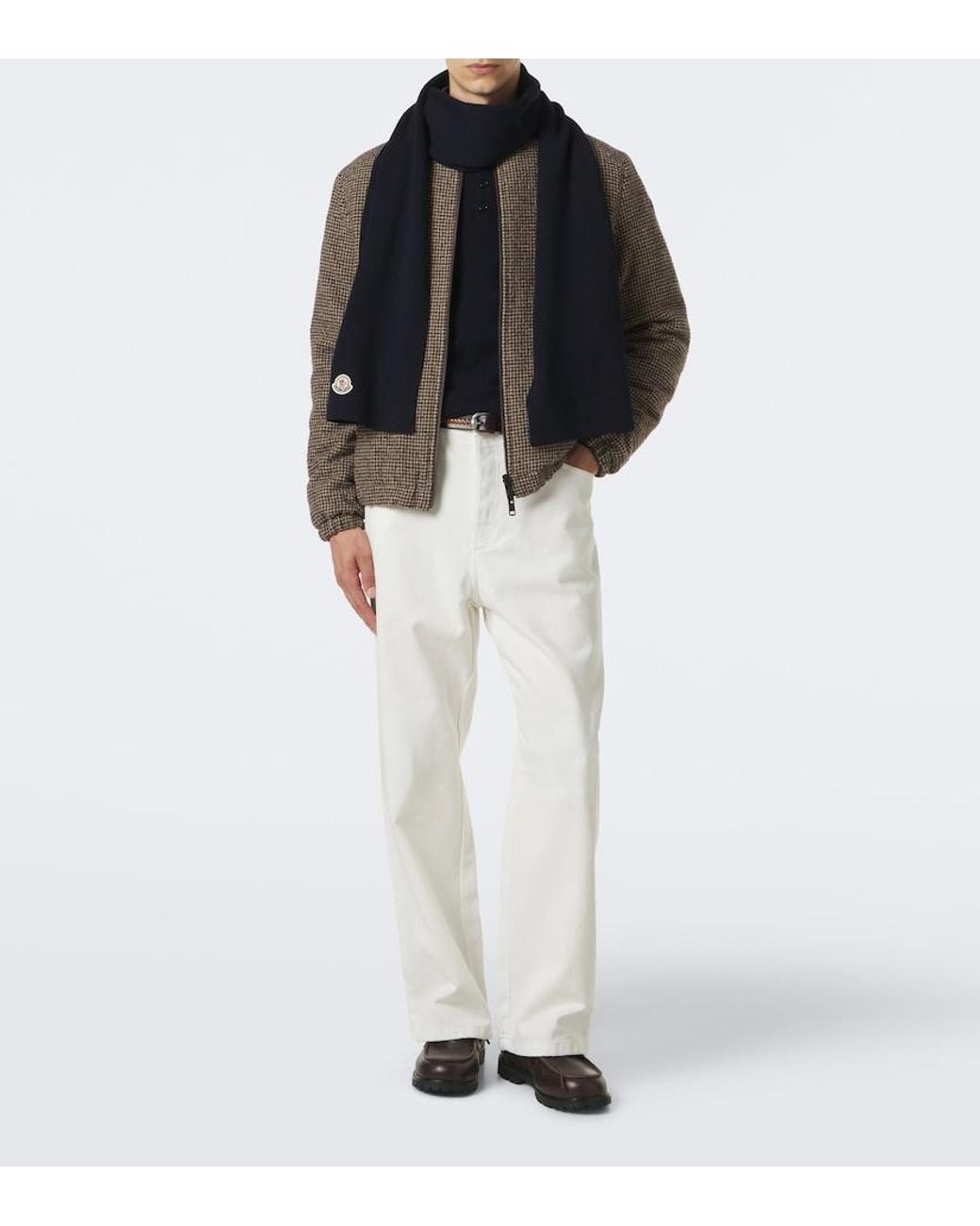 Moncler Black Virgin Wool Scarf for men