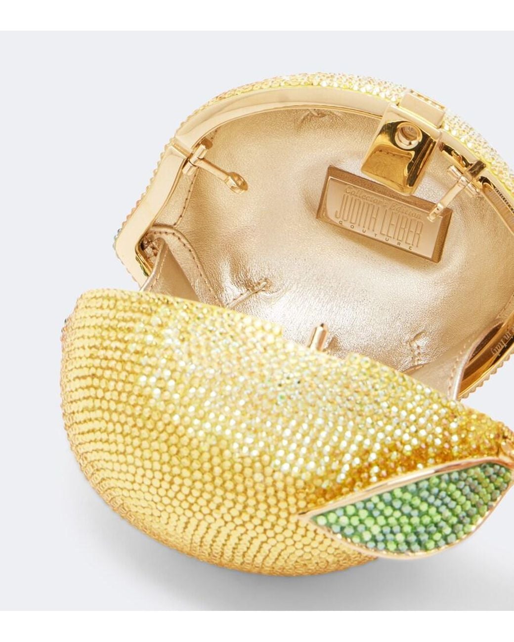 Judith Leiber Yellow Citron Lemon Embellished Clutch