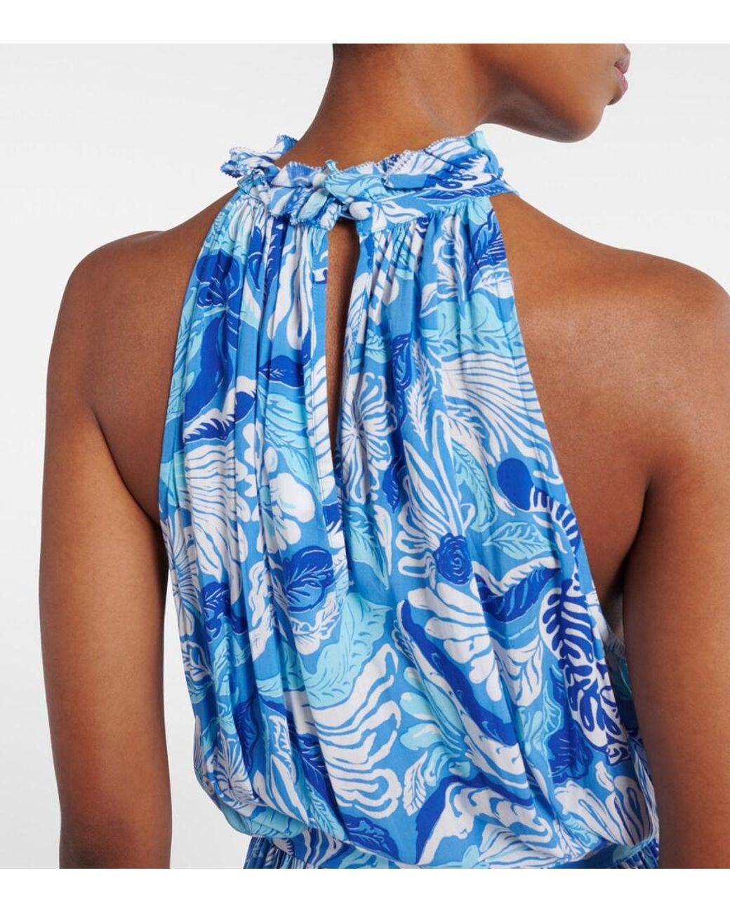 Poupette Blue Bianca Printed Maxi Dress