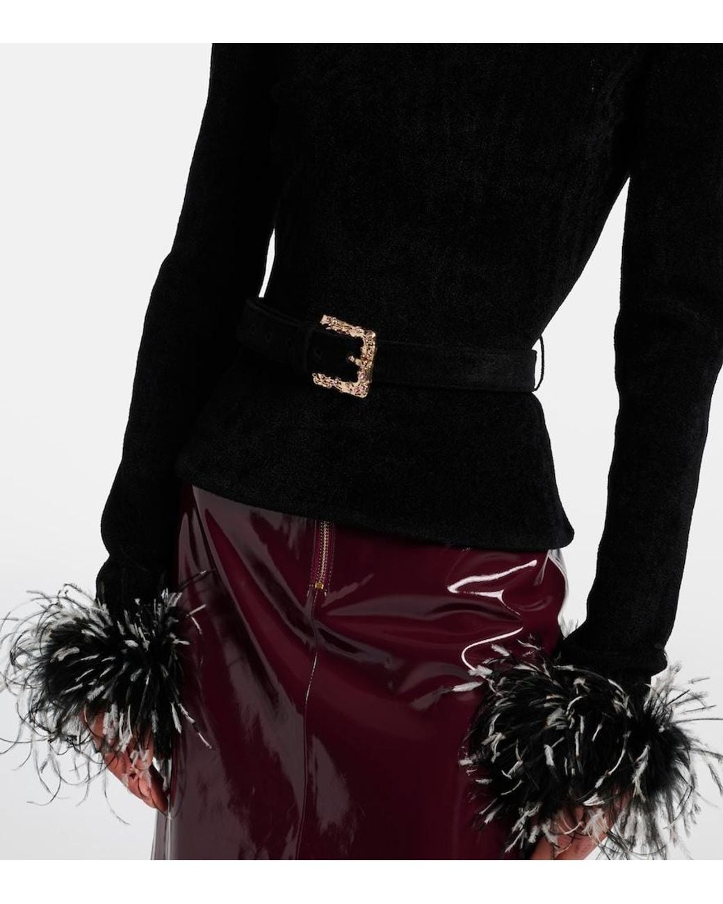Jersey Con Plumas Y Cinturon Self-Portrait de color Black