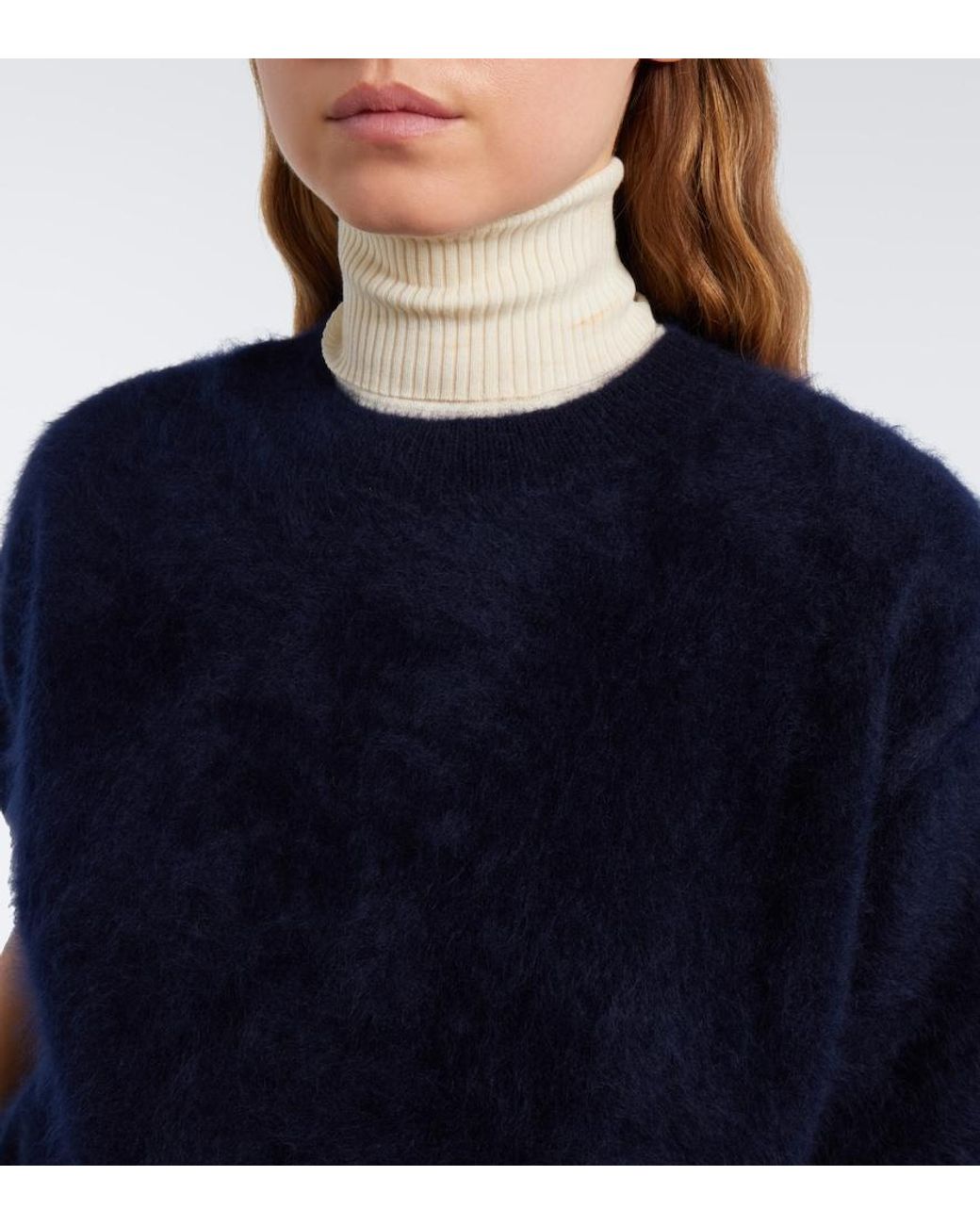 Lisa Yang Blue Juniper Brushed Cashmere Sweater