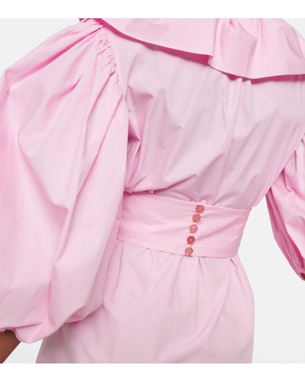 Patou Pink Puff-sleeve Cotton Minidress