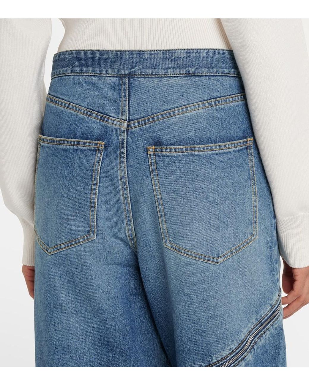 Alaïa Blue Zip-Up Wide-Leg Jeans