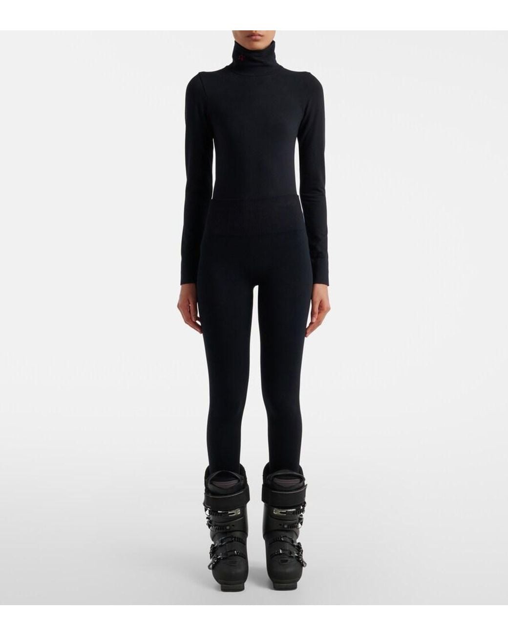 Perfect Moment Black Perfect Ribbed-Knit Leggings