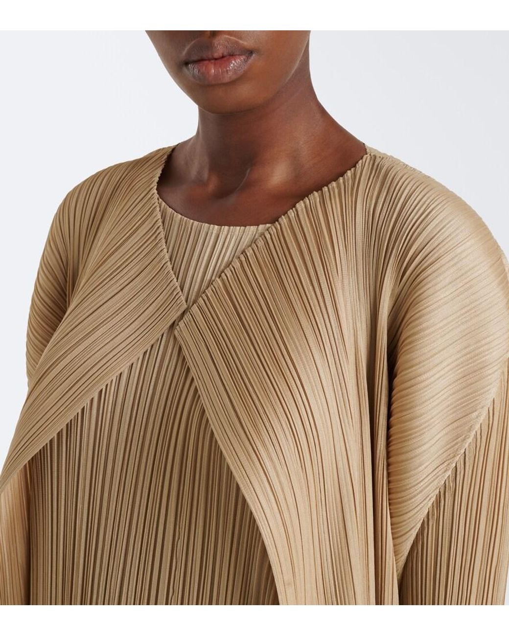 Pleats Please Issey Miyake Natural Monthly Colors: October Pleated Cardigan
