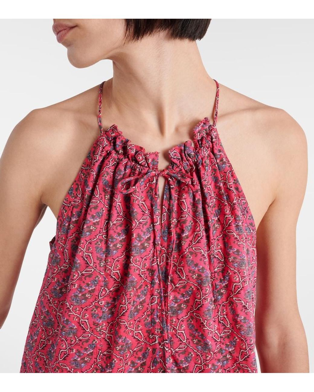 Isabel Marant Red Kayne Printed Cotton Minidress