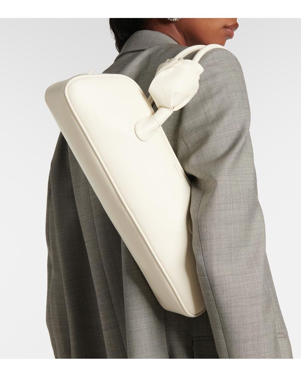 Magda Butrym White Brigitte Floral-Applique Leather Shoulder Bag