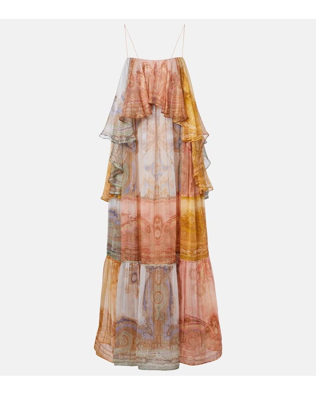 Zimmermann Orange Como Paisley Silk-Blend Maxi Dress