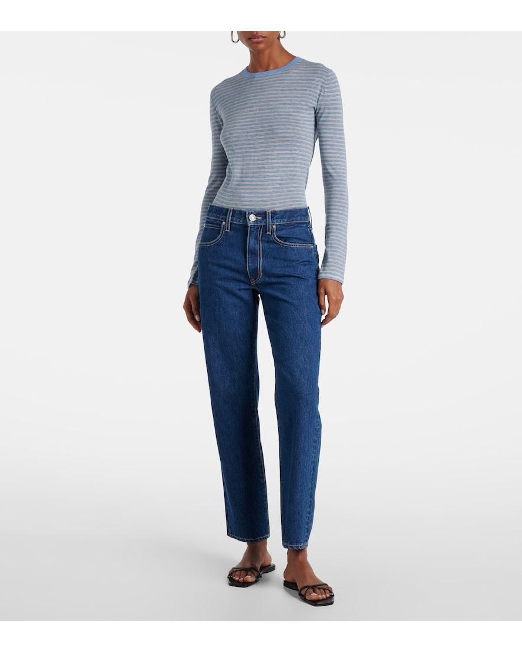 SLVRLAKE Denim Blue Sophie High-Rise Straight Jeans
